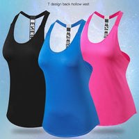 Black sleeveless yoga top for women by MANDOTOS INTERNATIONAL, backless fitness shirt with breathable fabric and comfortable fit.