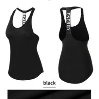 Black sleeveless yoga top for women by MANDOTOS INTERNATIONAL, backless fitness shirt, lightweight and comfortable for exercise.