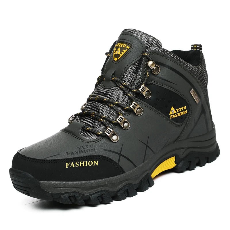 Mandotos International men's winter snow boots with waterproof leather, warm lining, outdoor hiking and work shoe in size 39-47.