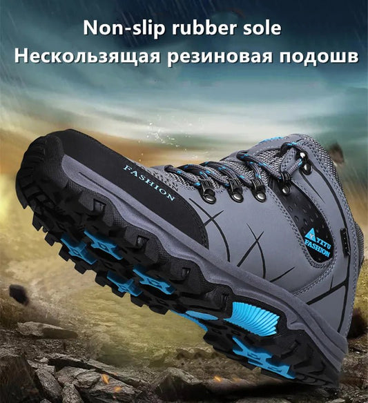Mandotos International men's winter snow boots, waterproof leather, outdoor hiking and work shoes, size 39-47.