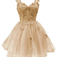 Butterfly Sparkle off-shoulder homecoming dress by MANDOTOS INTERNATIONAL featuring a fitted silhouette and shimmering embellishments.