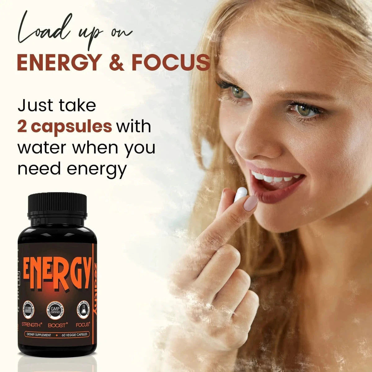 Mandotos International caffeine pills alternative to energy drinks, energy gel, and gummies, 60 pills for quick energy boost.
