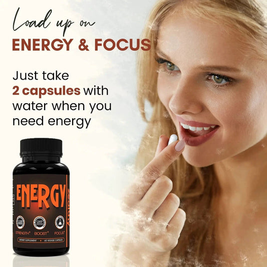 Mandotos International caffeine pills alternative to energy drinks, energy gel, and gummies, 60 pills for quick energy boost.