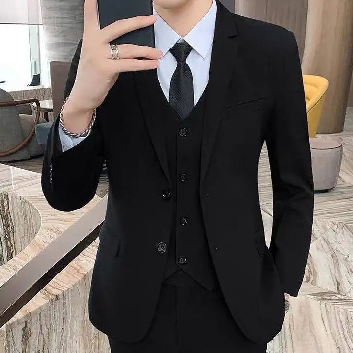 Mandotos International men's casual two-piece suit with double cuffs, cotton fabric, suitable for business, spring, summer, and autumn.