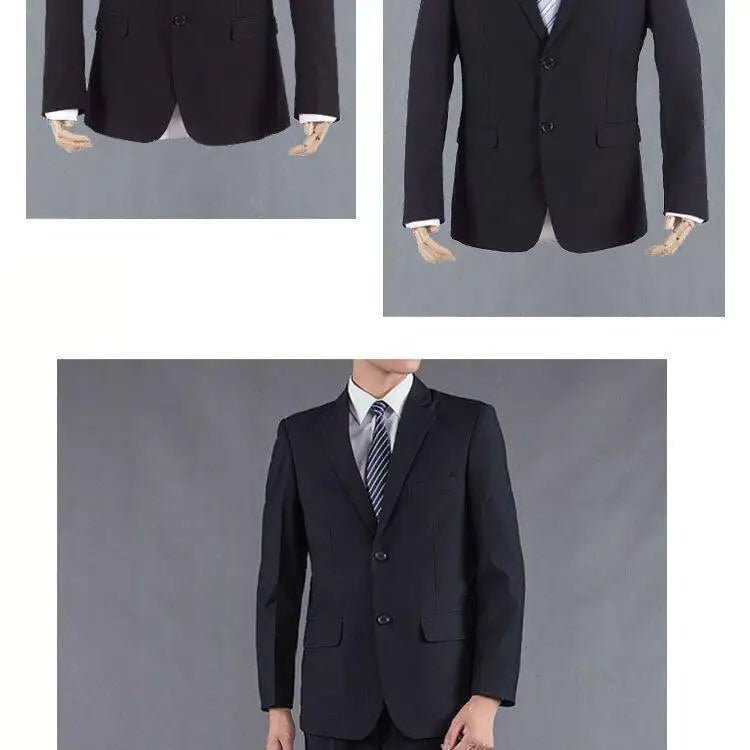 Mandotos International men's casual two-piece suit with cotton fabric, youthful style, perfect for business and office wear in spring and summer.