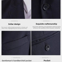 Mandotos International men's casual two-piece cotton suit with double cuffs, suitable for office and business wear in spring, summer, and autumn.