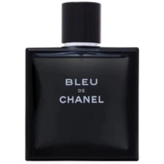 Mandotos International Chanel Bleu Eau De Toilette 100ml spray bottle on display, showcasing the iconic fragrance packaging.