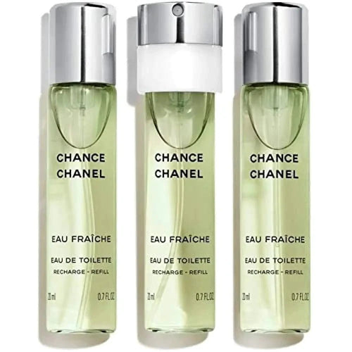 Mandotos International Chanel Chance Fresh Twist Spray EDT refills, 3x20ml bottles, elegant fragrance for women.