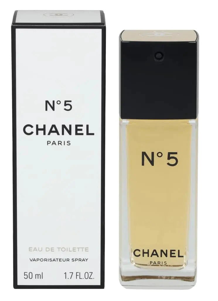 Chanel No.5 Eau De Toilette spray bottle by Mandotos International, non-refillable 50ml/1.7oz with elegant perfume packaging