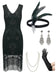 Black Charleston Chic 1920s flapper dress set by MANDOTOS INTERNATIONAL, featuring a vintage-inspired flapper dress in size XL.