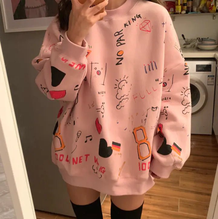 Chic loose women's thick long sleeve sweatshirt dress by MANDOTOS INTERNATIONAL, featuring a cozy fit and casual style.