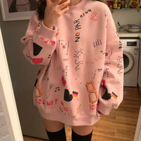 Chic loose women's thick long sleeve sweatshirt dress by MANDOTOS INTERNATIONAL, featuring a comfortable relaxed fit and soft fabric.