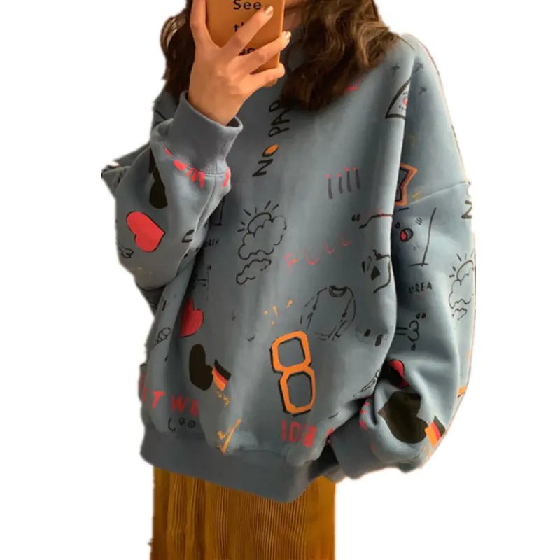 Chic loose women's thick long sleeve sweatshirt dress by MANDOTOS INTERNATIONAL, featuring a relaxed fit and cozy fabric.