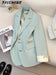 Mandotos International women’s blazer coat with stand collar, elegant office outwear, tailored fit, stylish and professional appearance