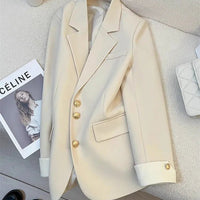 Mandotos International women's blazer coat with stand collar, elegant office outerwear, tailored fit, stylish and professional appearance