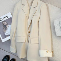 Mandotos International women's blazer coat with stand collar, elegant office outerwear, tailored fit and stylish design.