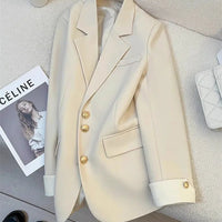 Mandotos International women's blazer coat with stand collar, elegant office outerwear in a stylish, tailored fit.