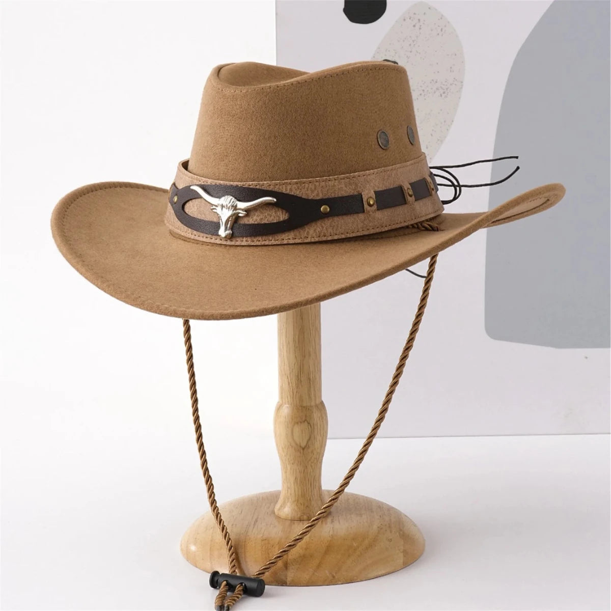 Mandotos International stylish unisex cowboy hat with wide brim, made of felt for sun protection and cowgirl fashion.