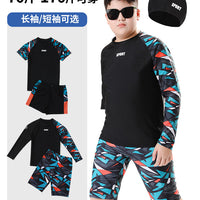 Mandotos International boys' swim trunks for kids, 2026 new model, two-piece hot spring swimwear for older children and youth.