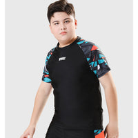 Mandotos International boys' swim trunks, 2026 new model, two-piece youth swimwear with colorful design, suitable for older children.
