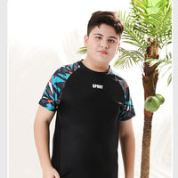 Mandotos International boys' swim trunks, 2026 new model, two-piece youth swimwear with vibrant colors for kids' hot spring swimming.