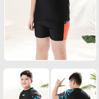 Mandotos International boys' swim trunks, 2026 new model, two-piece hot spring swimwear for older kids and youth, colorful and stylish.