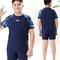 Children's swimwear for boys, two-piece sun-protective swim trunks by Mandotos International, new 2026 model, hot spring set.