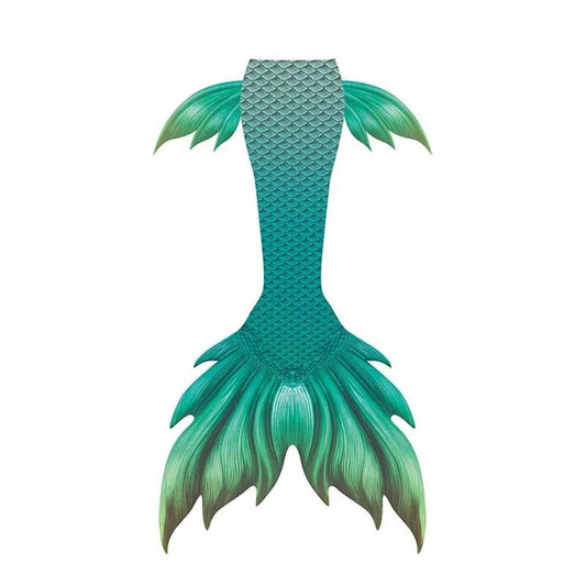 Shiny mermaid tails swimsuit by MANDOTOS INTERNATIONAL featuring a vibrant, metallic mermaid skin design for swimming fun.