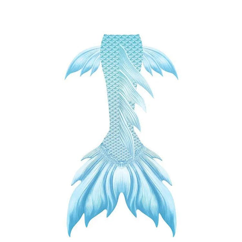Shiny China Factory Mermaid Tails Swimsuit by MANDOTOS INTERNATIONAL, featuring a colorful, fitted mermaid skin design for swimming and water fun.
