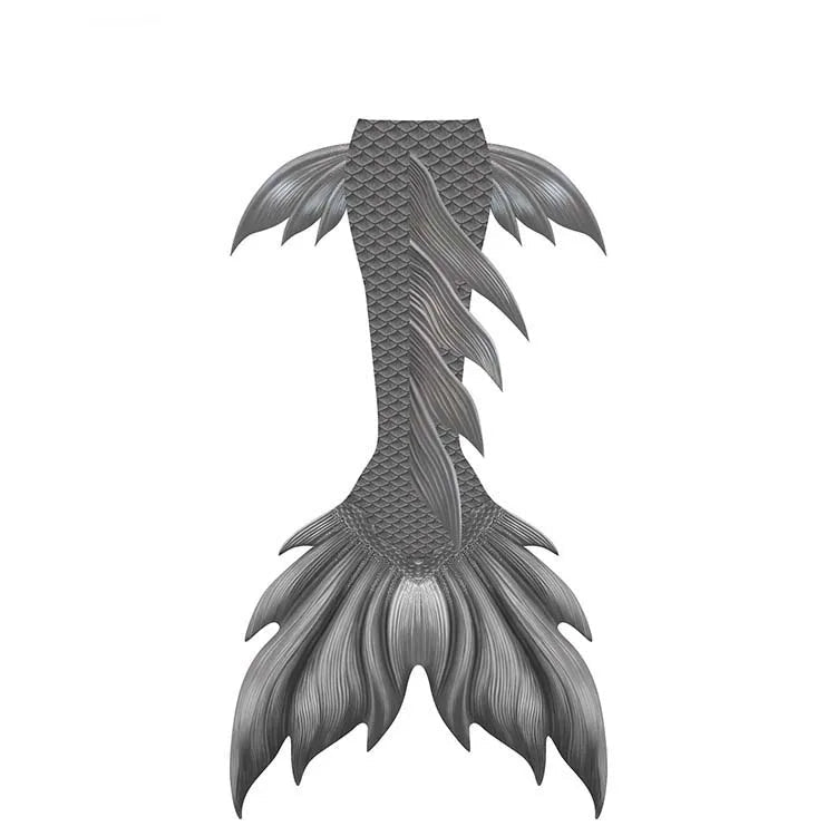 Shiny mermaid tails swimsuit by MANDOTOS INTERNATIONAL featuring a realistic mermaid skin design for swimming and costume wear.