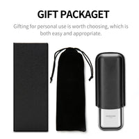Mandotos International Cigarloong portable stainless steel cigar case with leather exterior, anti-pressure travel cigar humidor box.
