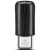 Mandotos International Cigarloong portable stainless steel cigar case with leather exterior and anti-pressure travel design.
