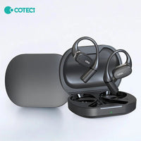Mandotos International COTECi translation earbuds with 144 languages, AI-powered, showing sleek design and compact charging case.