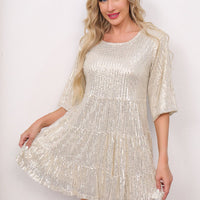 Sequin dress by MANDOTOS INTERNATIONAL featuring cross-border Europe and US fashion style, with shimmering sequins and elegant fit.