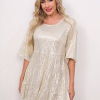 Mandotos International cross-border fashion sequined dress featuring European and US style design with sparkling embellishments.