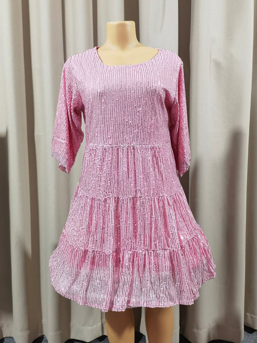 Mandotos International cross-border fashion sequined dress featuring Europe and US style, with sparkling sequins and elegant fit.