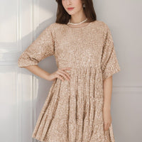 Mandotos International cross-border fashion sequined dress with European and US style, featuring shimmering sequins and elegant design.