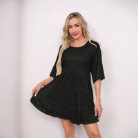 Mandotos International cross-border fashion sequined dress featuring European and US style, shown on a model in a stylish setting.