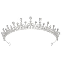 Mandotos International CrownAura Crystal Princess Tiara featuring sparkling rhinestones and a delicate elegant design for special occasions.