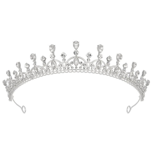 Mandotos International CrownAura Crystal Princess Tiara with sparkling rhinestones and intricate design, perfect for special occasions.