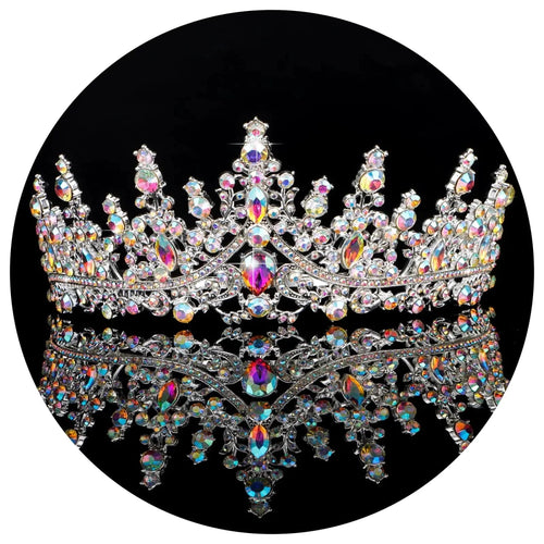 Crystal Elegance wedding tiara by MANDOTOS INTERNATIONAL featuring sparkling crystals and intricate metal detailing.