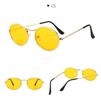 Round metal frame sunglasses with custom logo from Mandotos International, wholesale supplier, stylish and durable eyewear.