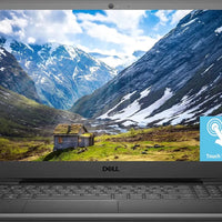 Dell Inspiron 15.6-inch FHD Touch laptop with Intel i5, 12GB RAM, and 256GB SSD, featuring a sleek design and vibrant display.