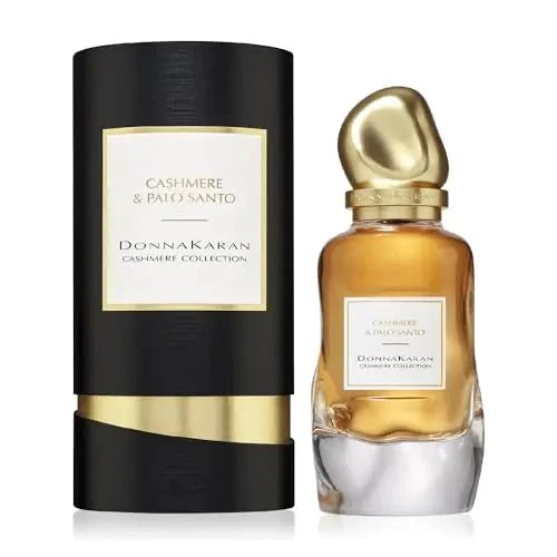 Donna Karan Cashmere Palo Santo perfume bottle, 3.4 oz, with elegant design and packaging featuring a luxurious scent.