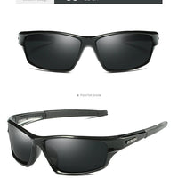 Mandotos International DUBERY 2022 polarized night vision sunglasses for men, sport glasses with sleek black frames and tinted lenses.