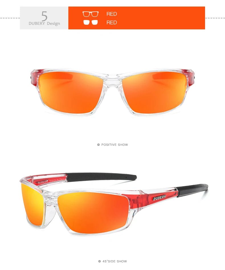 Mandotos International DUBERY 2022 polarized night vision sunglasses for men, sport glasses with sleek black frame and tinted lenses.