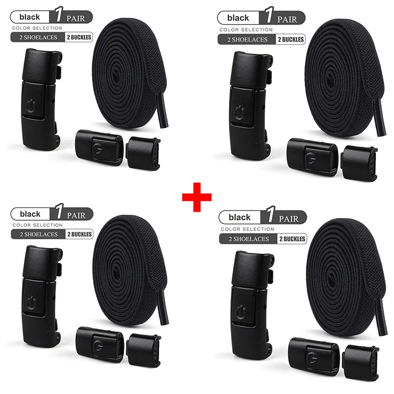 Elastic no-tie shoelaces with press lock for sneakers, suitable for kids and adults, by MANDOTOS INTERNATIONAL.