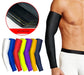 Mandotos International elastic sun protection arm sleeves with compression and quick-dry fabric, designed for outdoor sun protection.