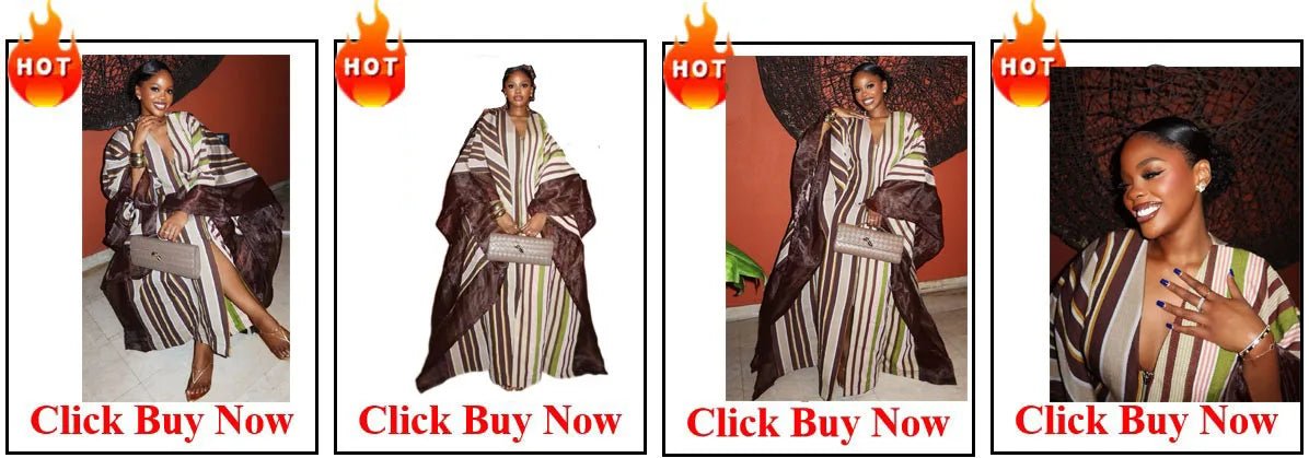 Elegant African V-neck maxi dress by MANDOTOS INTERNATIONAL, featuring intricate patterns and flowing fabric for wedding parties.