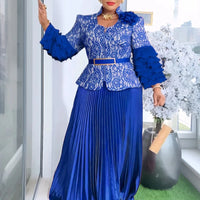 Elegant African V-neck maxi dress by MANDOTOS INTERNATIONAL, perfect for wedding parties, featuring vibrant fabric and stylish design.